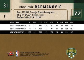 2003-04 Fleer Genuine Insider #31 Vladimir Radmanovic Back