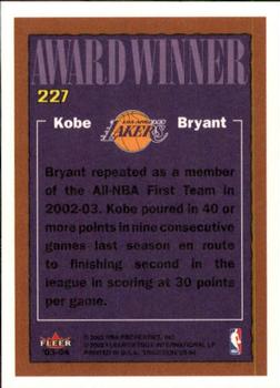 2003-04 Fleer Tradition #227 Kobe Bryant Back