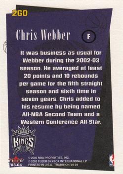 2003-04 Fleer Tradition #260 Chris Webber Back