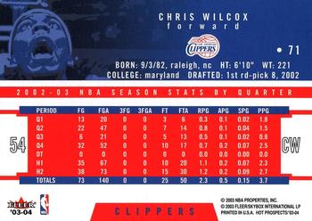 2003-04 Hoops Hot Prospects #71 Chris Wilcox Back