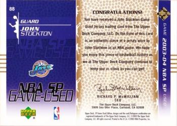 2003-04 SP Game Used #88 John Stockton Back