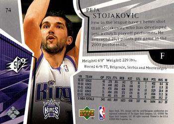 2003-04 SPx #74 Peja Stojakovic Back