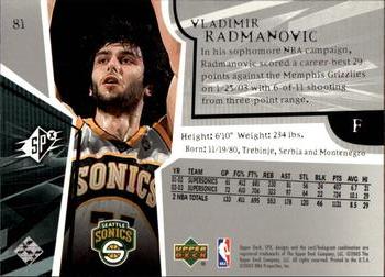 2003-04 SPx #81 Vladimir Radmanovic Back