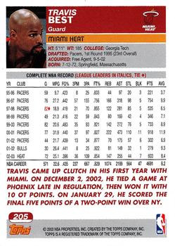 2003-04 Topps #205 Travis Best Back