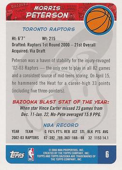 2003-04 Bazooka #6 Morris Peterson Back