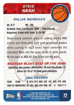 2003-04 Bazooka #72 Steve Nash Back