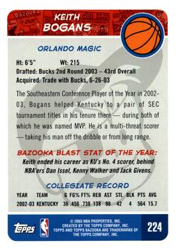 2003-04 Bazooka #224 Keith Bogans Back
