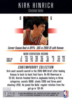 2003-04 Topps Contemporary Collection #6 Kirk Hinrich Back