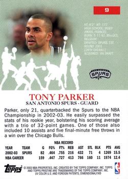 2003-04 Topps Pristine #9 Tony Parker Back