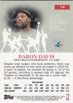 2003-04 Topps Pristine #14 Baron Davis Back