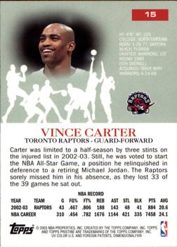 2003-04 Topps Pristine #15 Vince Carter Back