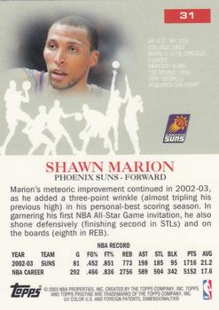 2003-04 Topps Pristine #31 Shawn Marion Back
