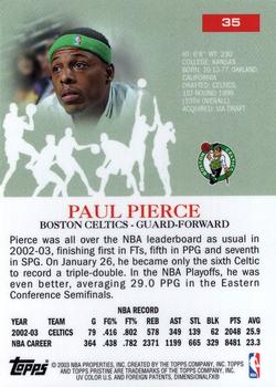 2003-04 Topps Pristine #35 Paul Pierce Back