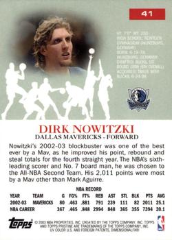 2003-04 Topps Pristine #41 Dirk Nowitzki Back