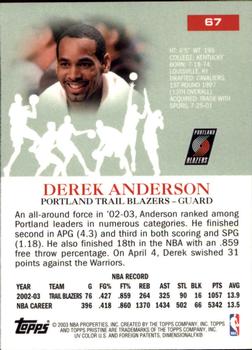 2003-04 Topps Pristine #67 Derek Anderson Back