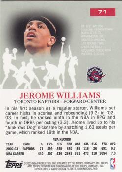 2003-04 Topps Pristine #71 Jerome Williams Back