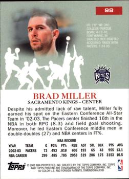 2003-04 Topps Pristine #98 Brad Miller Back