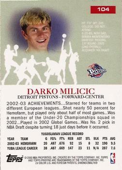 2003-04 Topps Pristine #104 Darko Milicic Back