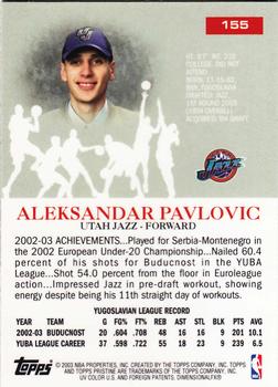 2003-04 Topps Pristine #155 Aleksandar Pavlovic Back