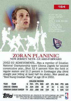 2003-04 Topps Pristine #164 Zoran Planinic Back