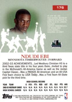 2003-04 Topps Pristine #176 Ndudi Ebi Back