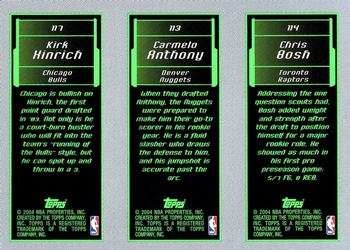 2003-04 Topps Rookie Matrix #114 / 113 / 117 Chris Bosh / Carmelo Anthony / Kirk Hinrich Back