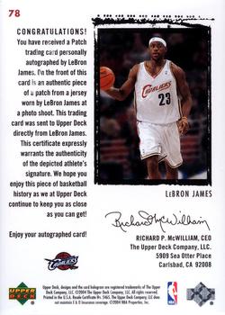 2003-04 Upper Deck Exquisite Collection #78 LeBron James Back