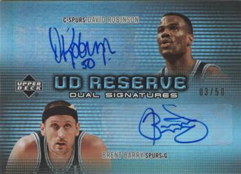 2006-07 UD Reserve - Signatures Dual #DRA-RB David Robinson / Brent Barry Front