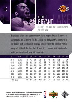 2003-04 Upper Deck #116 Kobe Bryant Back