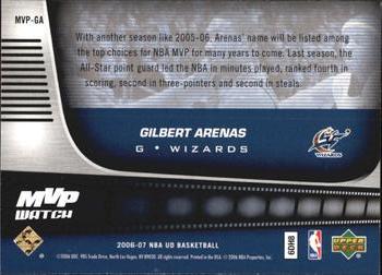 2006-07 Upper Deck - MVP Watch #MVP-GA Gilbert Arenas Back