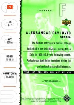 2003 UD Top Prospects #21 Aleksandar Pavlovic Back