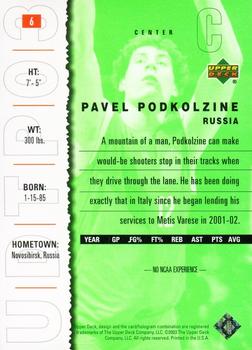 2003 UD Top Prospects #6 Pavel Podkolzine Back