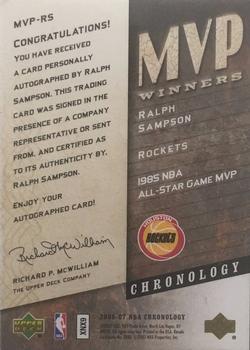 2006-07 Upper Deck Chronology - MVP Winners #MVP-RS Ralph Sampson Back
