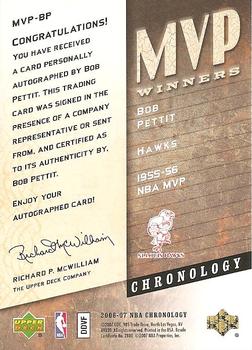 2006-07 Upper Deck Chronology - MVP Winners #MVP-BP Bob Pettit Back