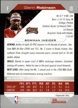 2004-05 Bowman #13 Glenn Robinson Back