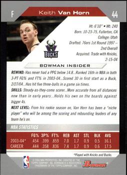 2004-05 Bowman #44 Keith Van Horn Back