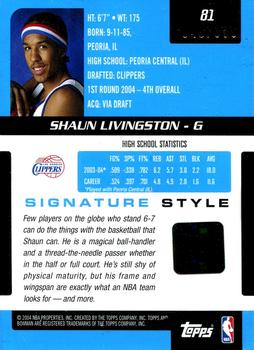 2004-05 Bowman Signature #81 Shaun Livingston Back