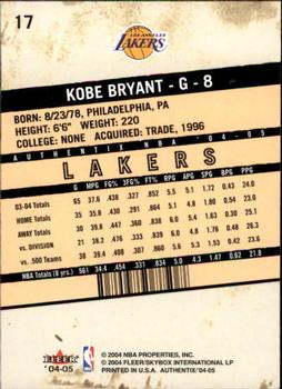 2004-05 Fleer Authentix #17 Kobe Bryant Back