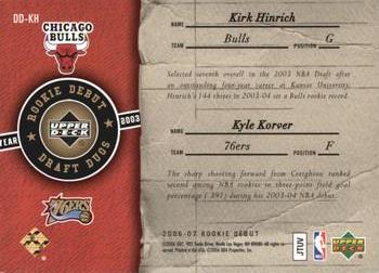2006-07 Upper Deck Rookie Debut - Draft Duos #DD-KH Kyle Korver / Kirk Hinrich Back