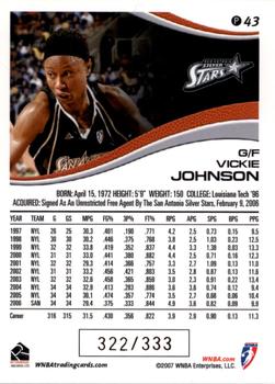 2007 Rittenhouse WNBA - Parallel #P43 Vickie Johnson Back