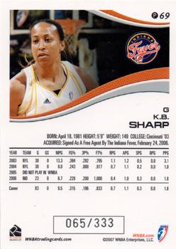 2007 Rittenhouse WNBA - Parallel #P69 K.B. Sharp Back