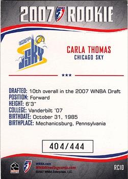 2007 Rittenhouse WNBA - Rookies #RC10 Carla Thomas Back
