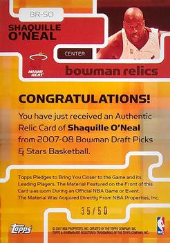 2007-08 Bowman - Relics Dual Bronze #BR-SO Shaquille O'Neal Back