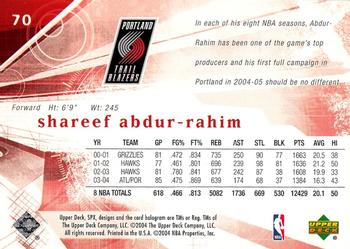 2004-05 SPx #70 Shareef Abdur-Rahim Back