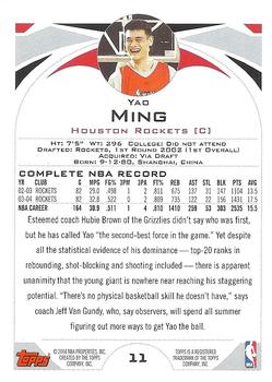 2004-05 Topps #11 Yao Ming Back