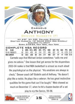 2004-05 Topps #15 Carmelo Anthony Back