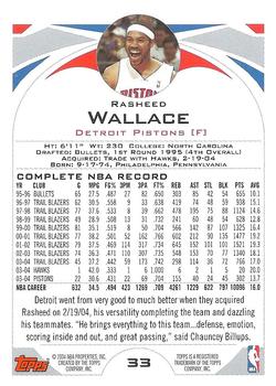 2004-05 Topps #33 Rasheed Wallace Back