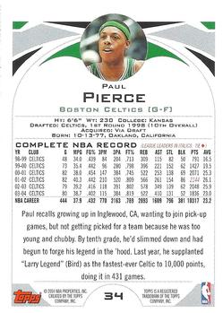 2004-05 Topps #34 Paul Pierce Back