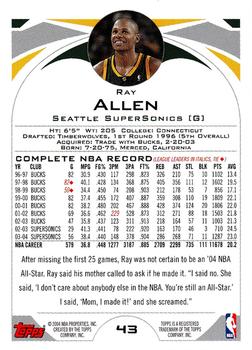 2004-05 Topps #43 Ray Allen Back