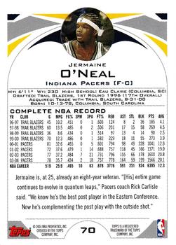 2004-05 Topps #70 Jermaine O'Neal Back